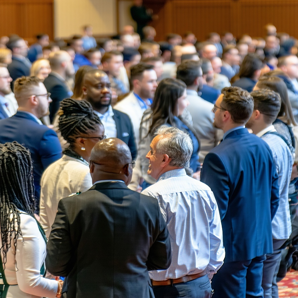 a large group of healthcare professionals coming together at a summit to network